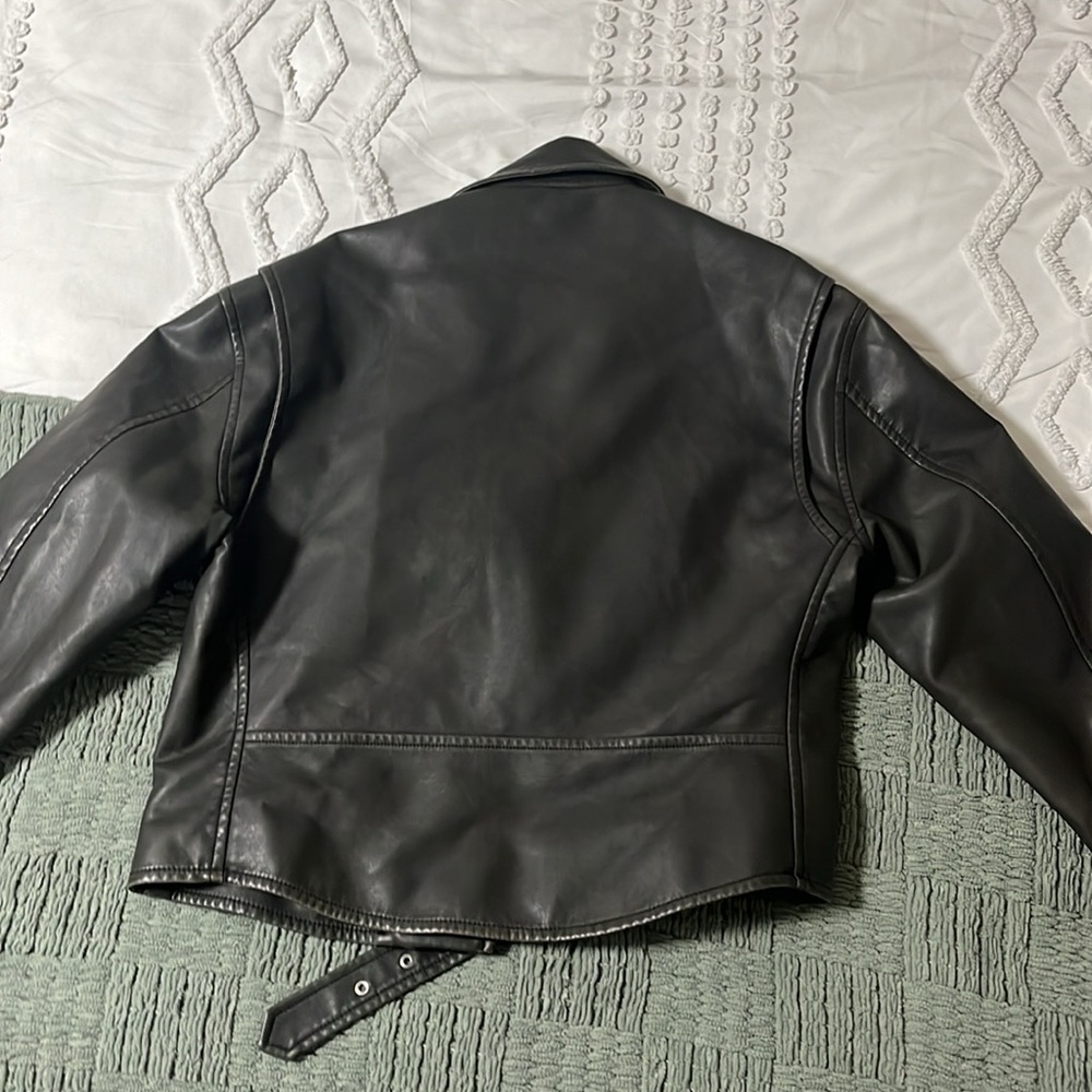 Mango - Distressed-effect oversized biker jacket - Size Small - Picture 4 of 4